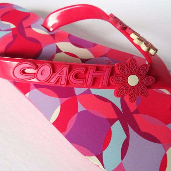 NWOT COACH KERRIE PINK FLORAL FLIP FLOP SANDALS 8 - Picture 6 of 8